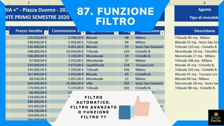 Guida all’uso ottimizzato della funzione filtro in Excel